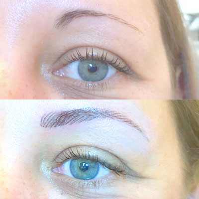 Augenpartie vorher und nachher nach Permanent Make-up