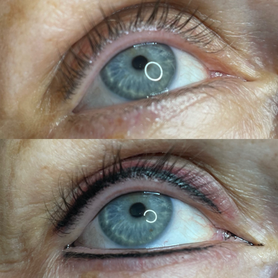 Lidstrich vorher und nachher nach Permanent Make-up